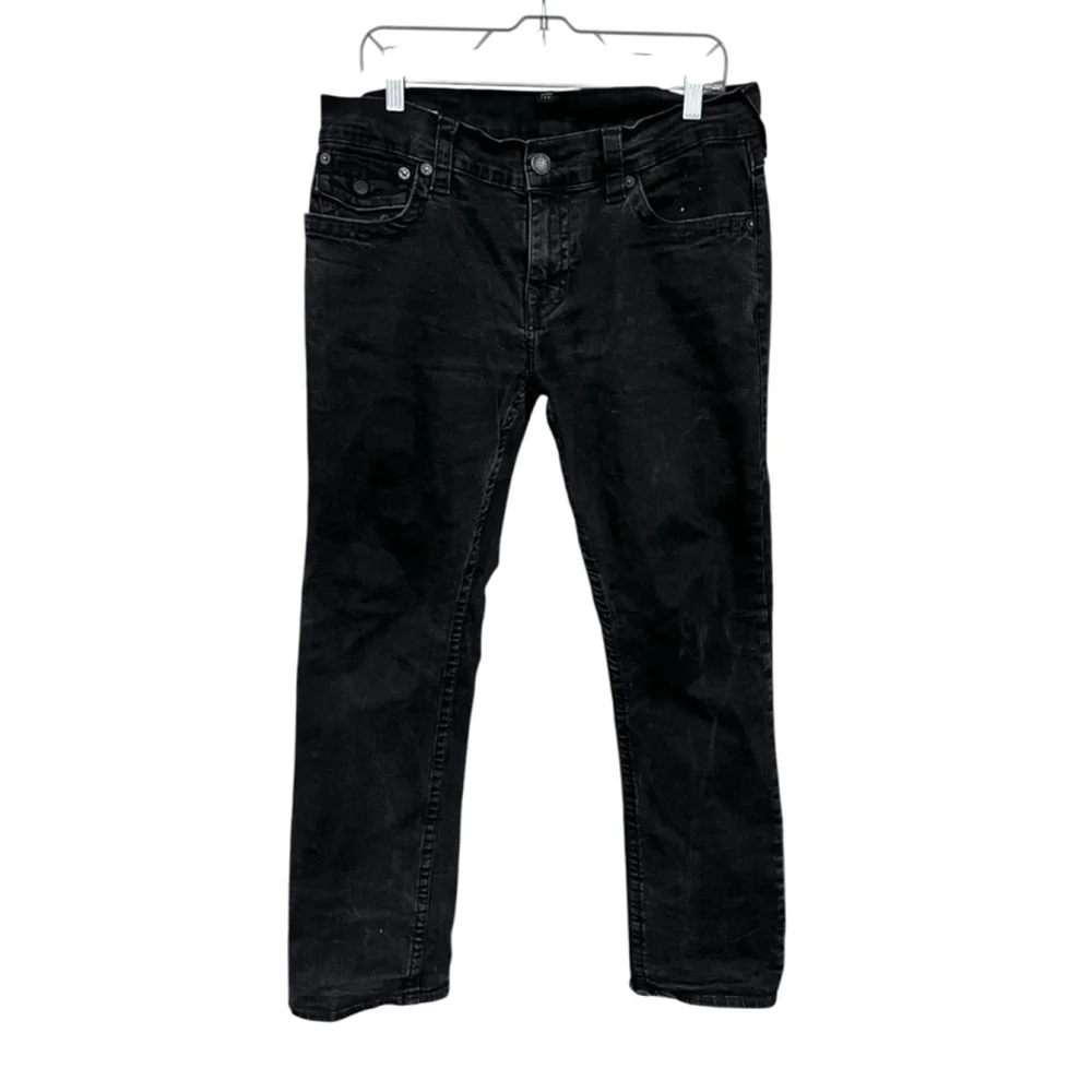 True Religion Ricky Straight Leg Flap Pocket Denim Jeans Size 32x31 Embroidered